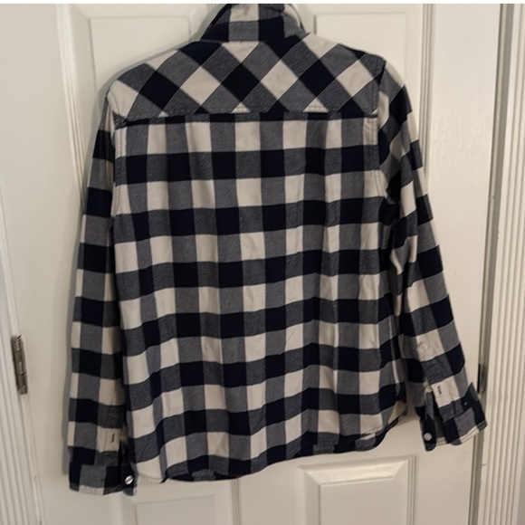 J. Crew Factory Blue and White Plaid Button Down Shirt - Picture 3 of 3